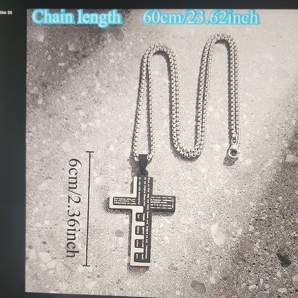 Stainless Steel Cross Pendant Necklace Engraved Scripture - Picture 6 of 6